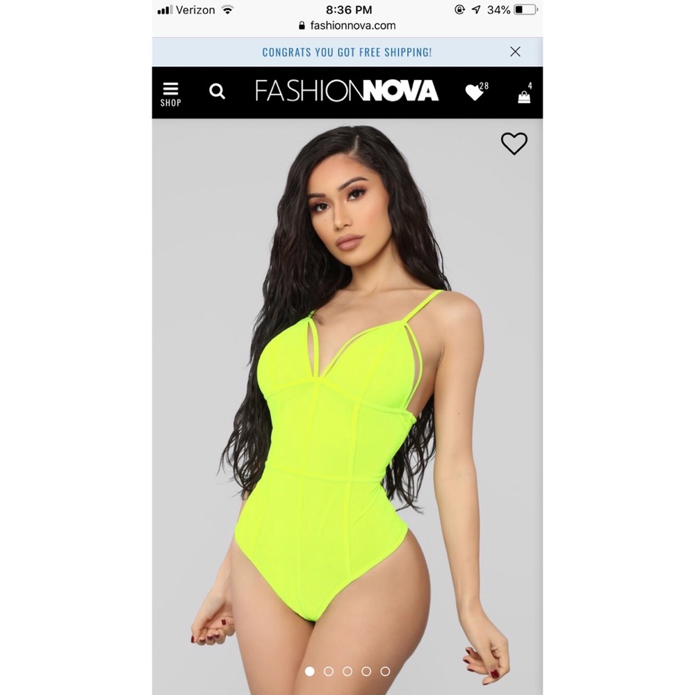Fashion Nova Yellow Lingerie Bodysuit NWT